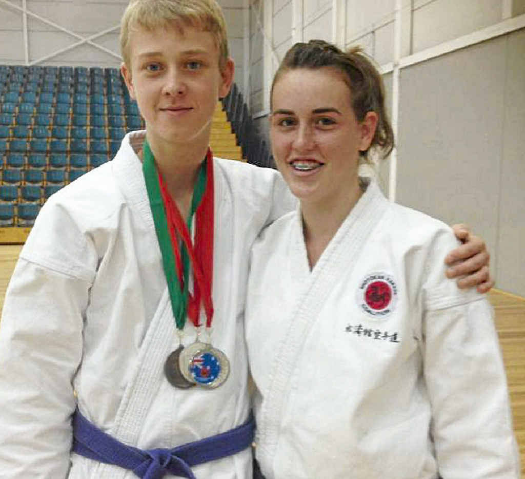 ON AN ADVENTURE: Joe Flood and Shayla Smith are in Melbourne for the Shotokan Karate Coalition 10th National Novice and Elite Championships on Friday. ON AN ADVENTURE: Joe Flood and Shayla Smith are in Melbourne for the Shotokan Karate Coalition 10th National Novice and Elite Championships on Friday.